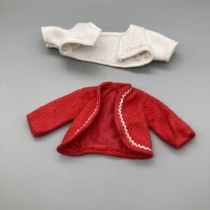 Pair Of Corolle Short Jackets Red With White Trim, White Fleece